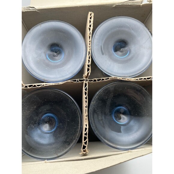 Vintage Luminarc 4 Blue Stem/Clear 8 oz Wine Glasses New In Box - Picture 2 of 6